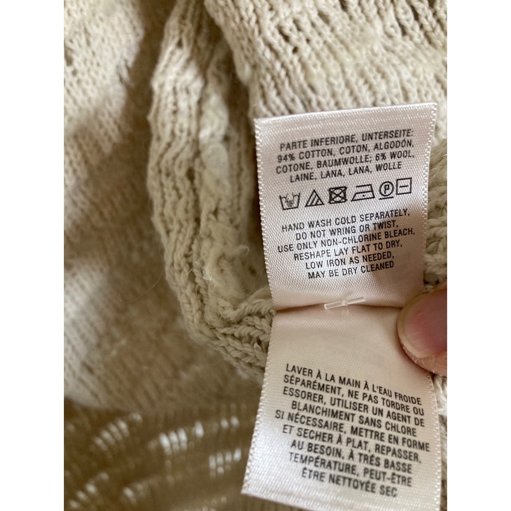 Anthropologie Sleeping on Snow Cream Pointelle Knit Hooded Open Cardigan Small - Picture 5 of 10